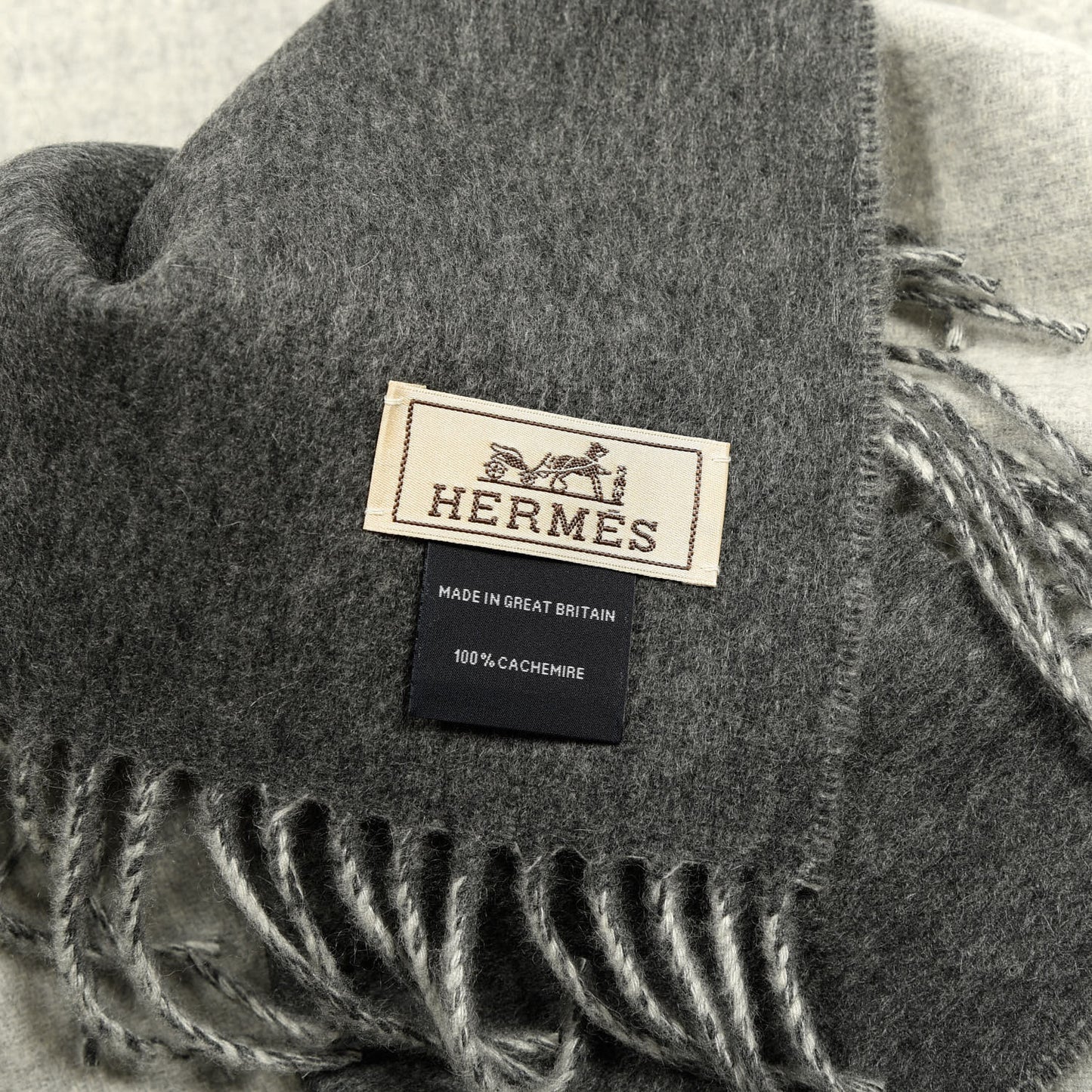 Cashmere Recto Verso Muffler Gris Clair Chiné Flanelle