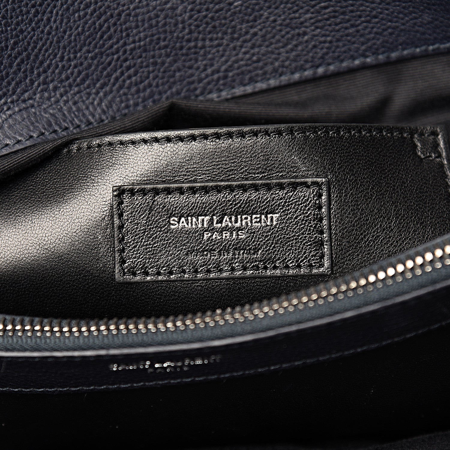 Saint Laurent Calfskin Mixed Matelasse Triquilt Large Monogram Envelope Satchel Deep Marine 8 of 25