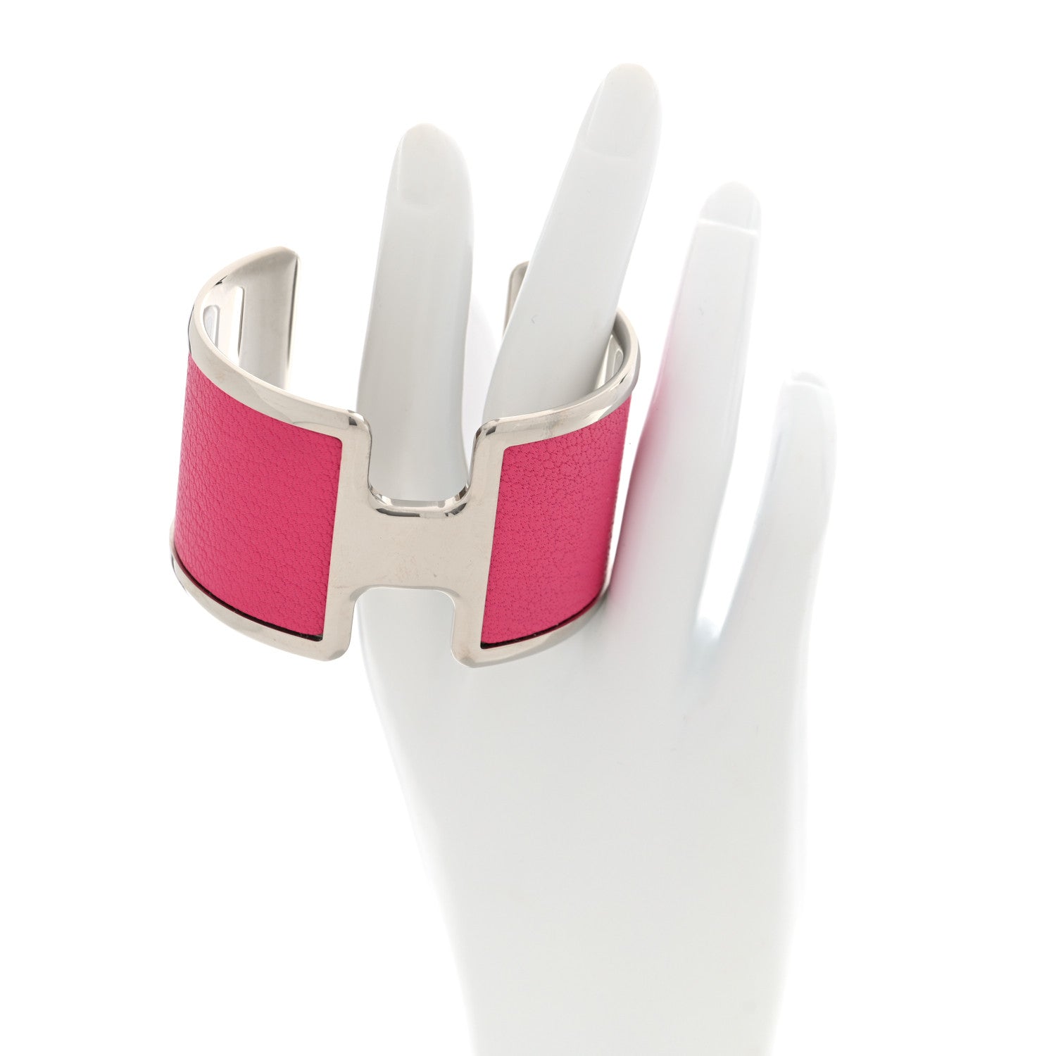 Hermes Chamkila Chevre Olympe Cuff Bracelet Rose Shocking 1776267