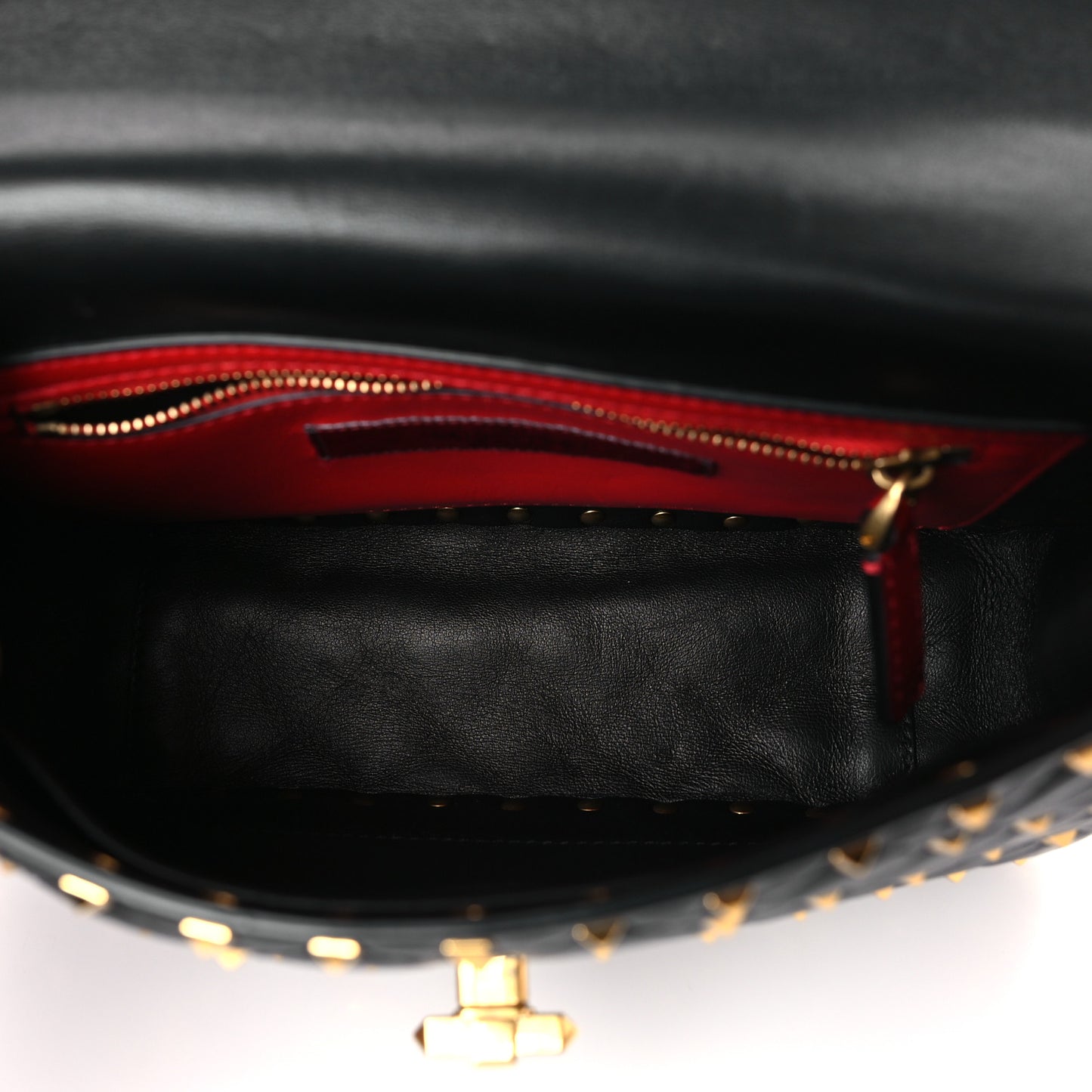 Lambskin Medium Rockstud Spike Shoulder Bag Black