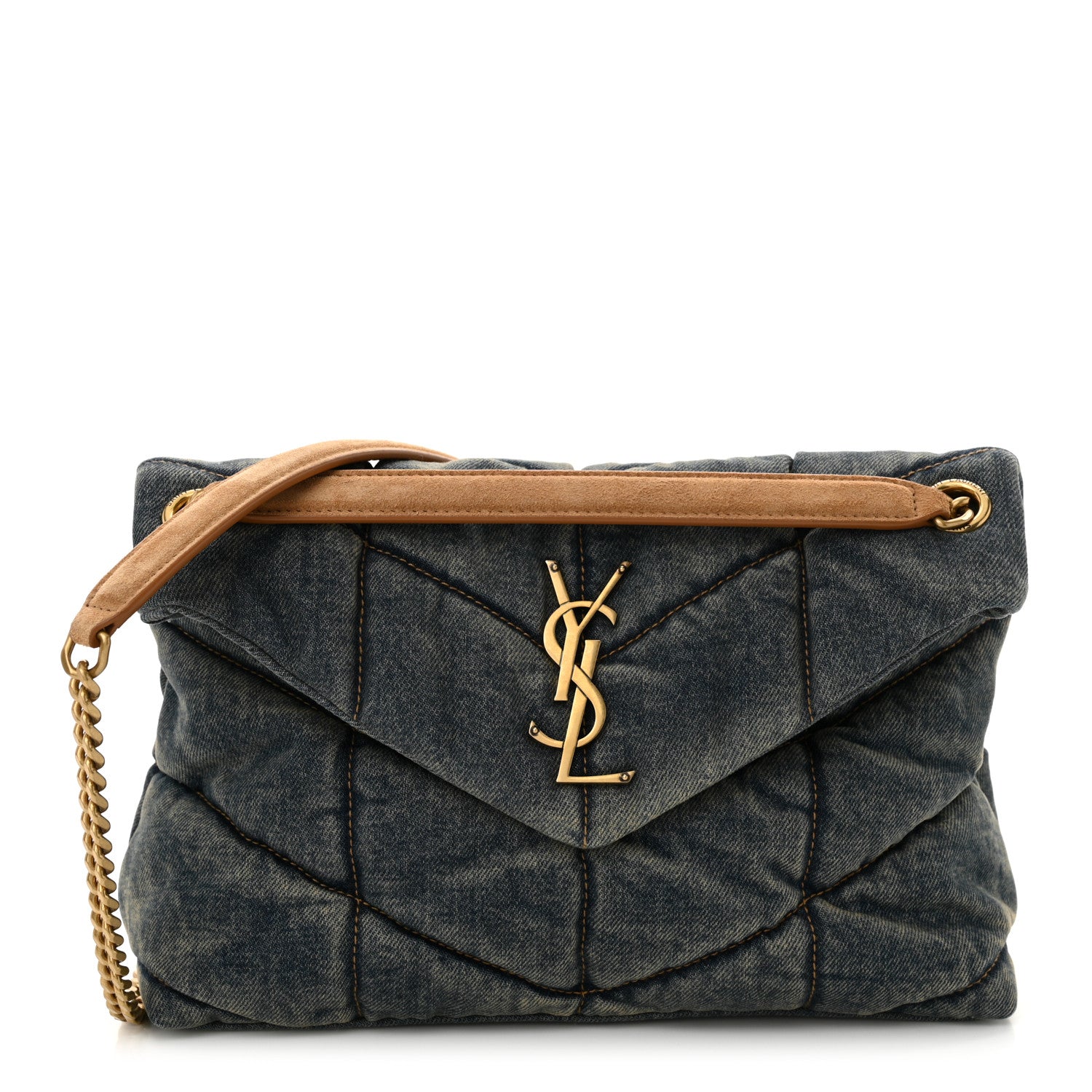 Givenchy Denim Quilted Small Loulou Puffer Monogram Chain Satchel Rodeo Blue 1 of 10