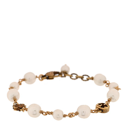 Gucci Interlocking G Flower Pearl Bracelet Gold 1 of 4