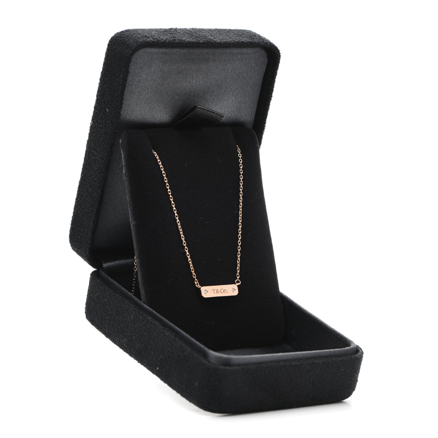 18K Rose Gold Diamond Micro Bar Pendant Necklace