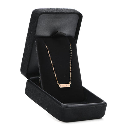 Tiffany 18K Rose Gold Diamond Micro Bar Pendant Necklace 5 of 5