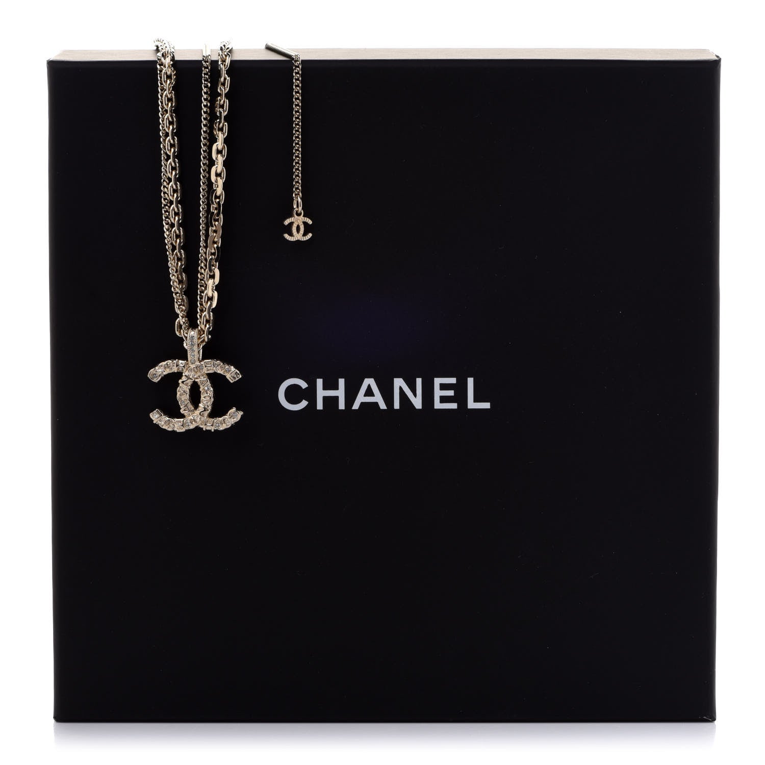 Chanel Crystal CC Multi Strand Chain Necklace Gold 6 of 6