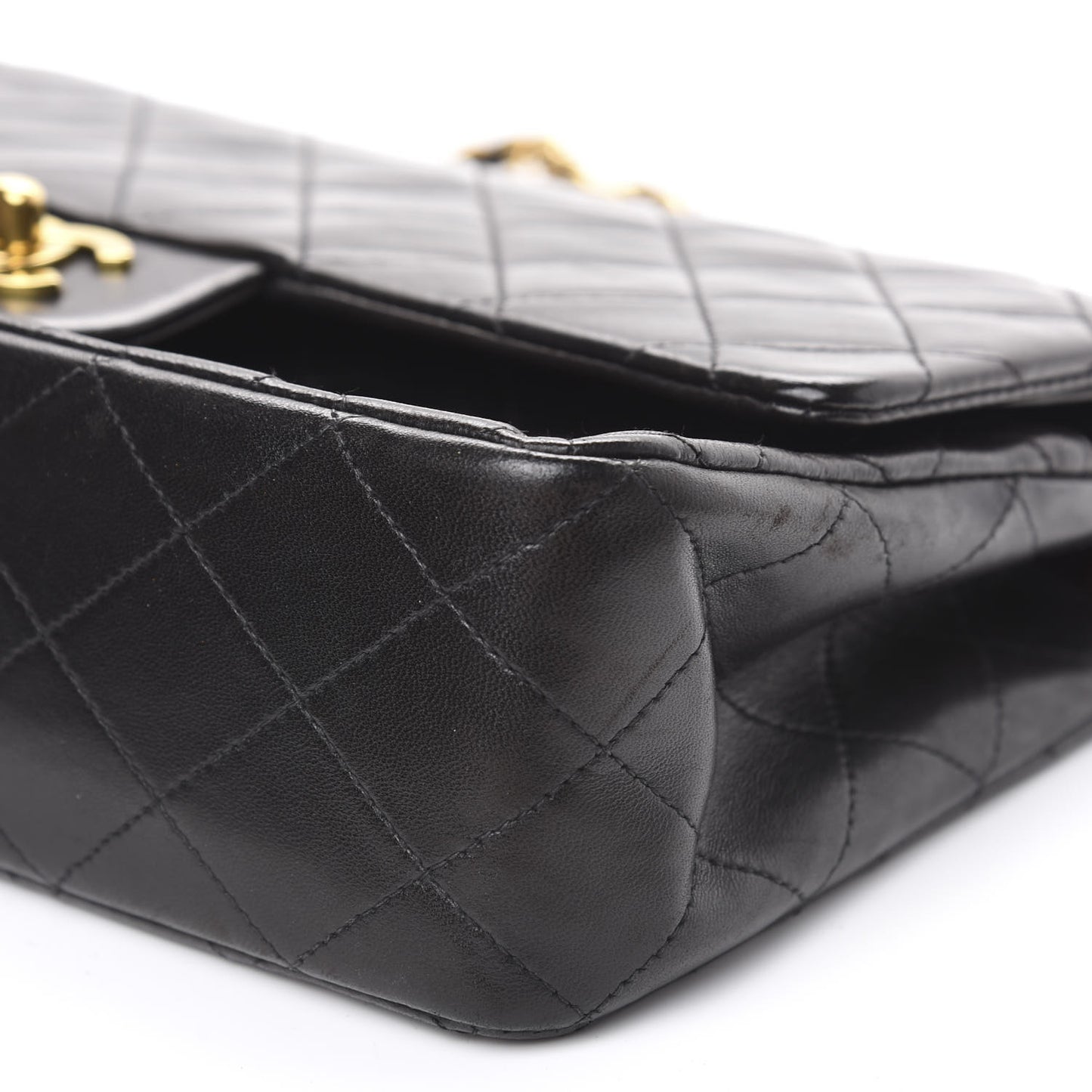 Lambskin Quilted Medium Double Flap Black