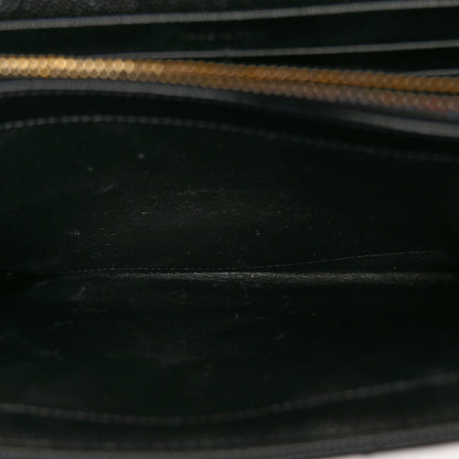Saint Laurent Grain De Poudre Matelasse Chevron Monogram Chain Wallet Black 6 of 10