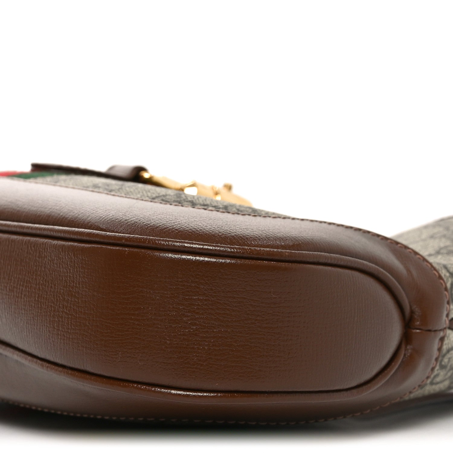 Gucci GG Supreme Monogram Azalea Calfskin Web Small Jackie 1961 Hobo Beige Ebony Brown Sugar 10 of 10