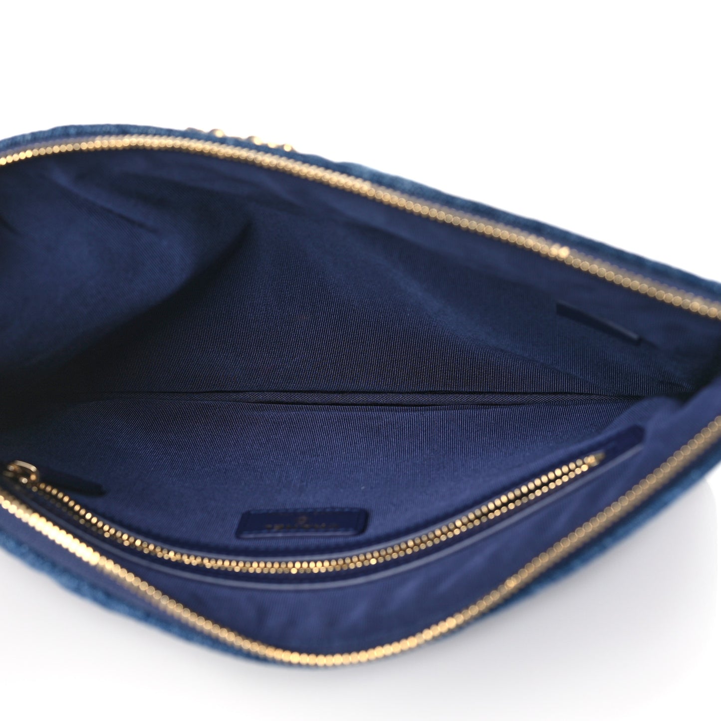 Denim Quilted Large Chanel 19 Cosmetic Case Blue