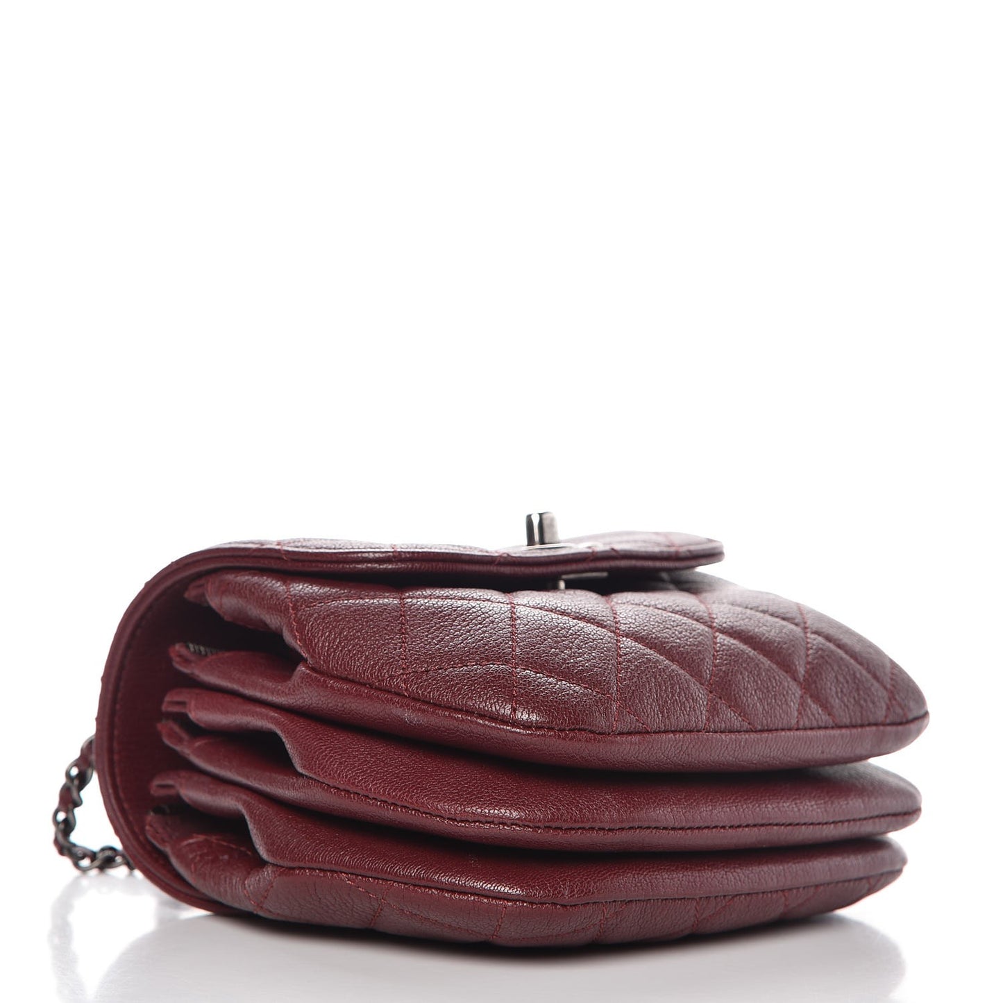 Goatskin Quilted CC Waiter Crossbody Burgundy