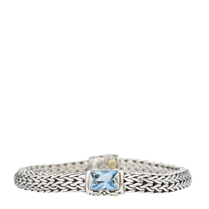 John Hardy Sterling Silver 18K Yellow Gold Blue Topaz 6.5mm Classic Chain Baby Bracelet 1 of 4