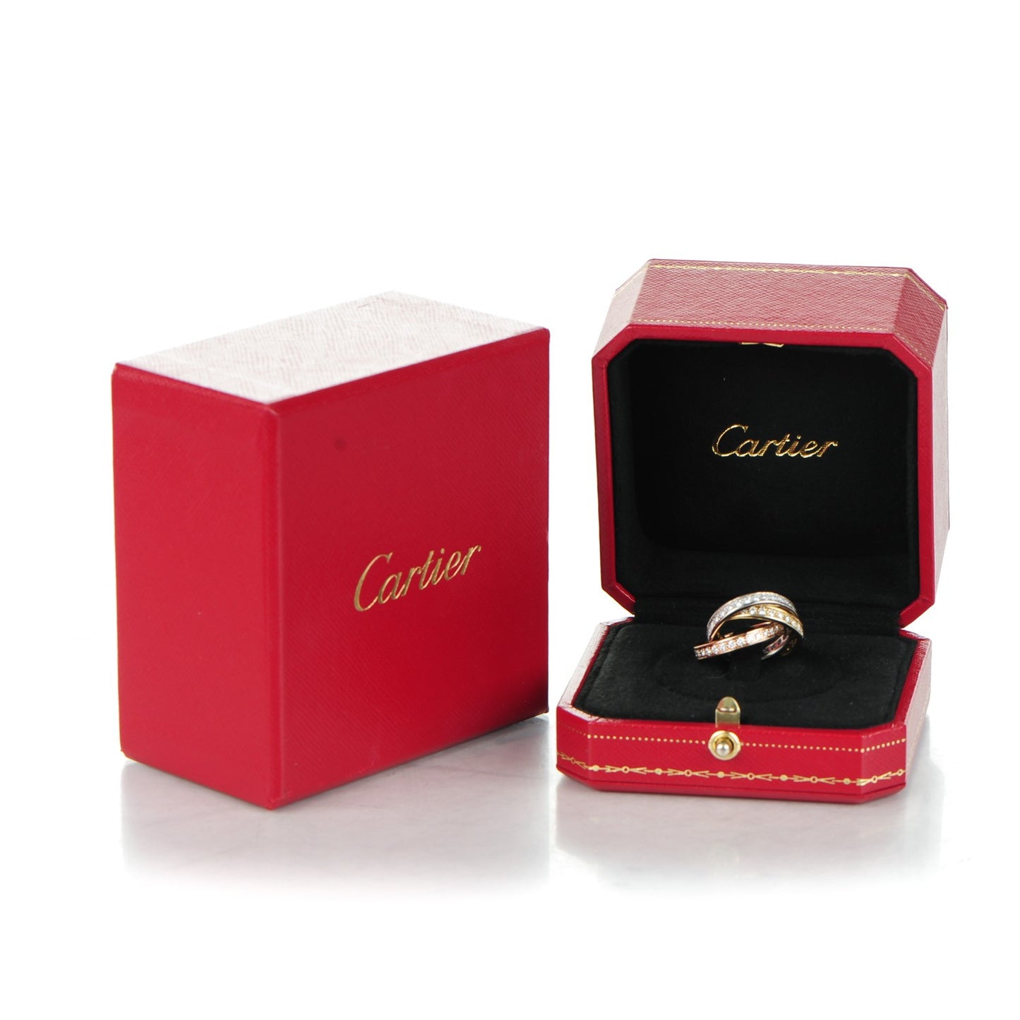 18K Pink Yellow White Gold Diamond Trinity Ring 49 4.75