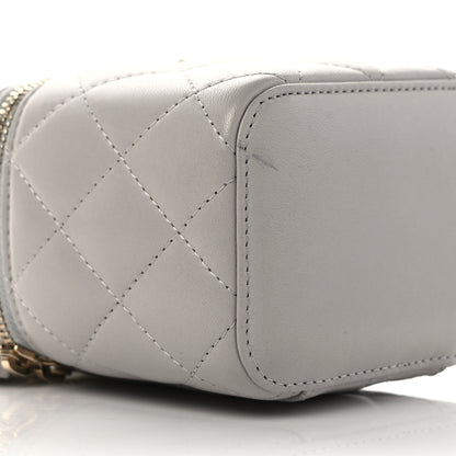 Chanel Lambskin Quilted Top Handle Mini Vanity Case With Chain Grey 8 of 10