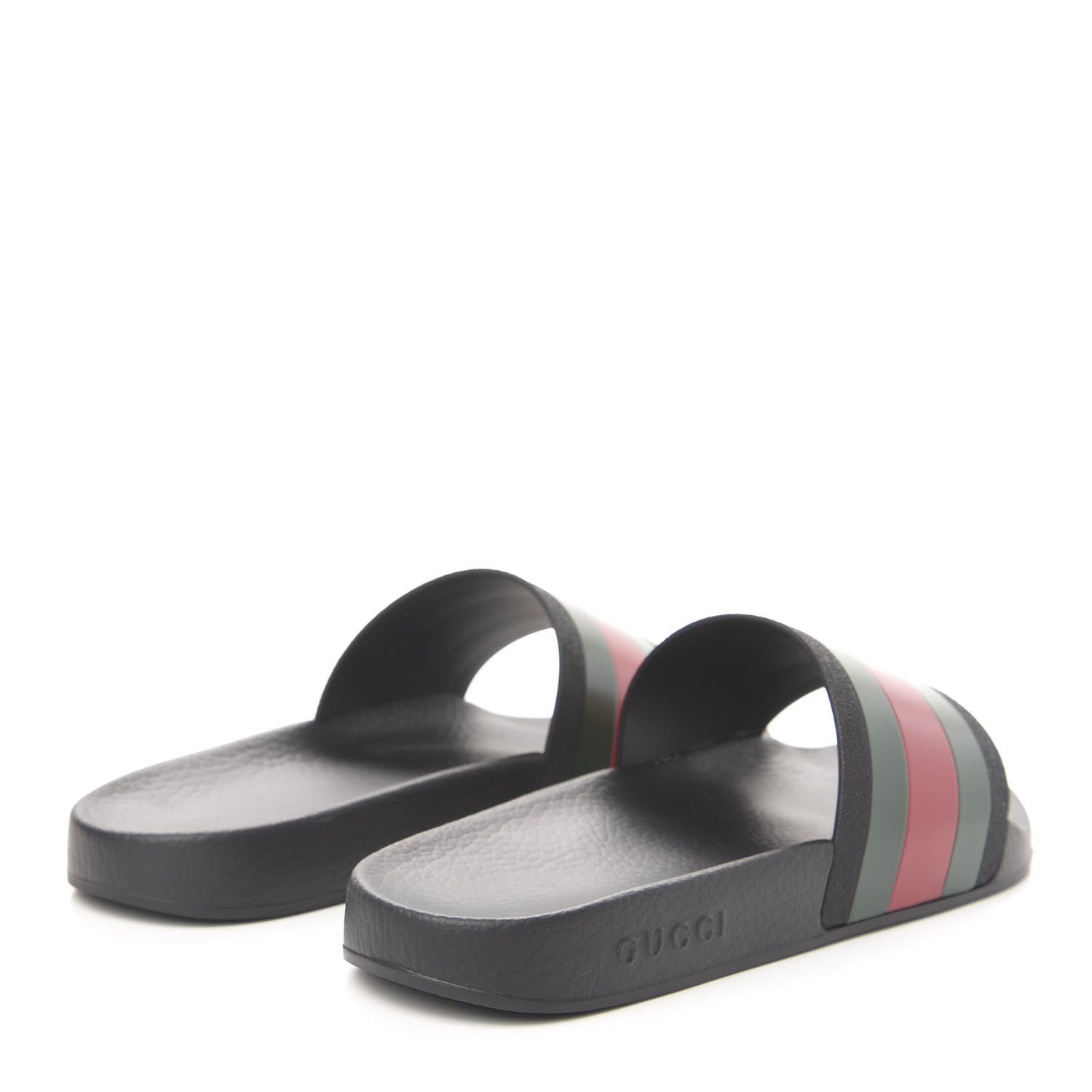 Gucci Rubber Web Mens Pool Slide Sandals 10 Black Green Red 4 of 7