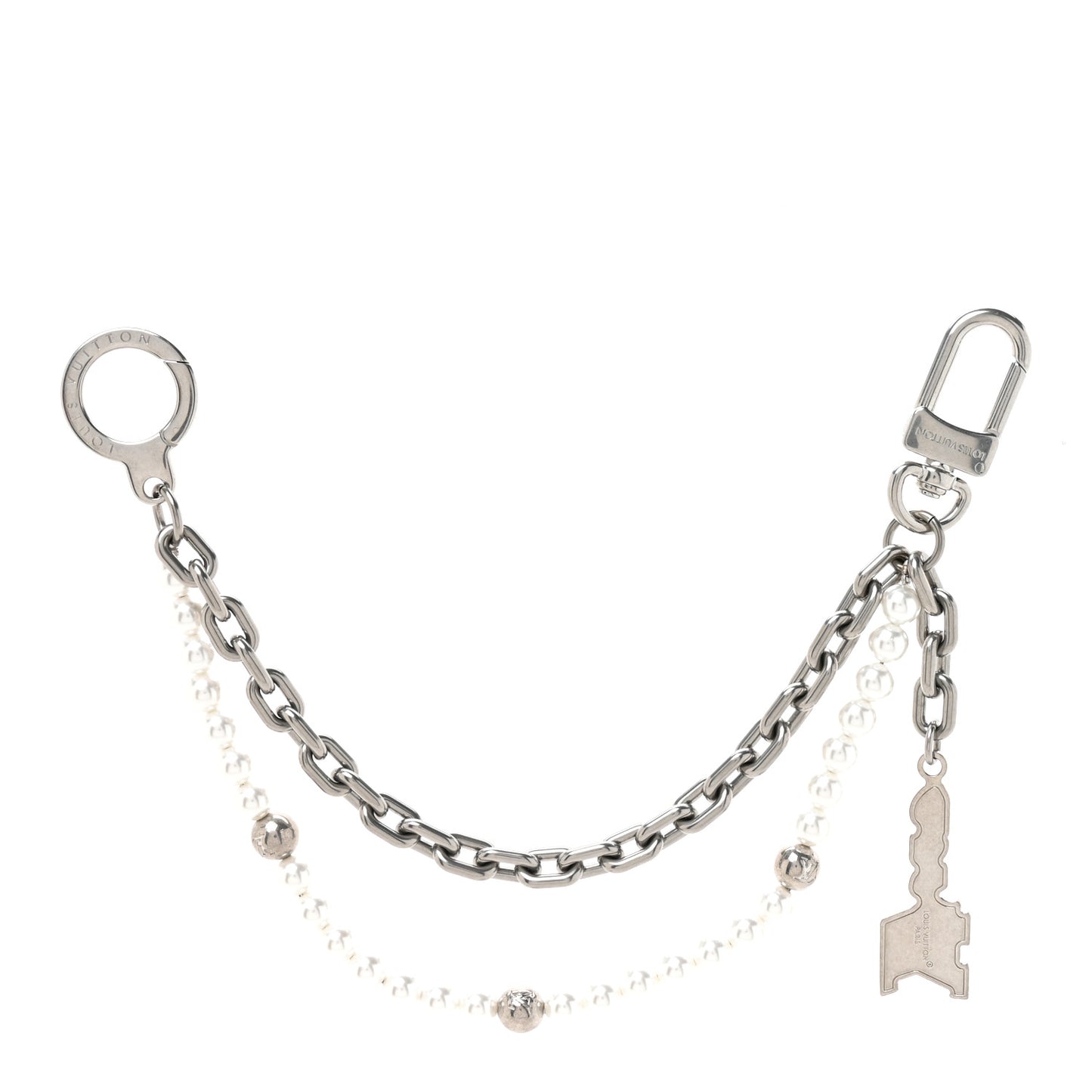 Metal Pearls Mini Chain Belt Bag Charm Silver