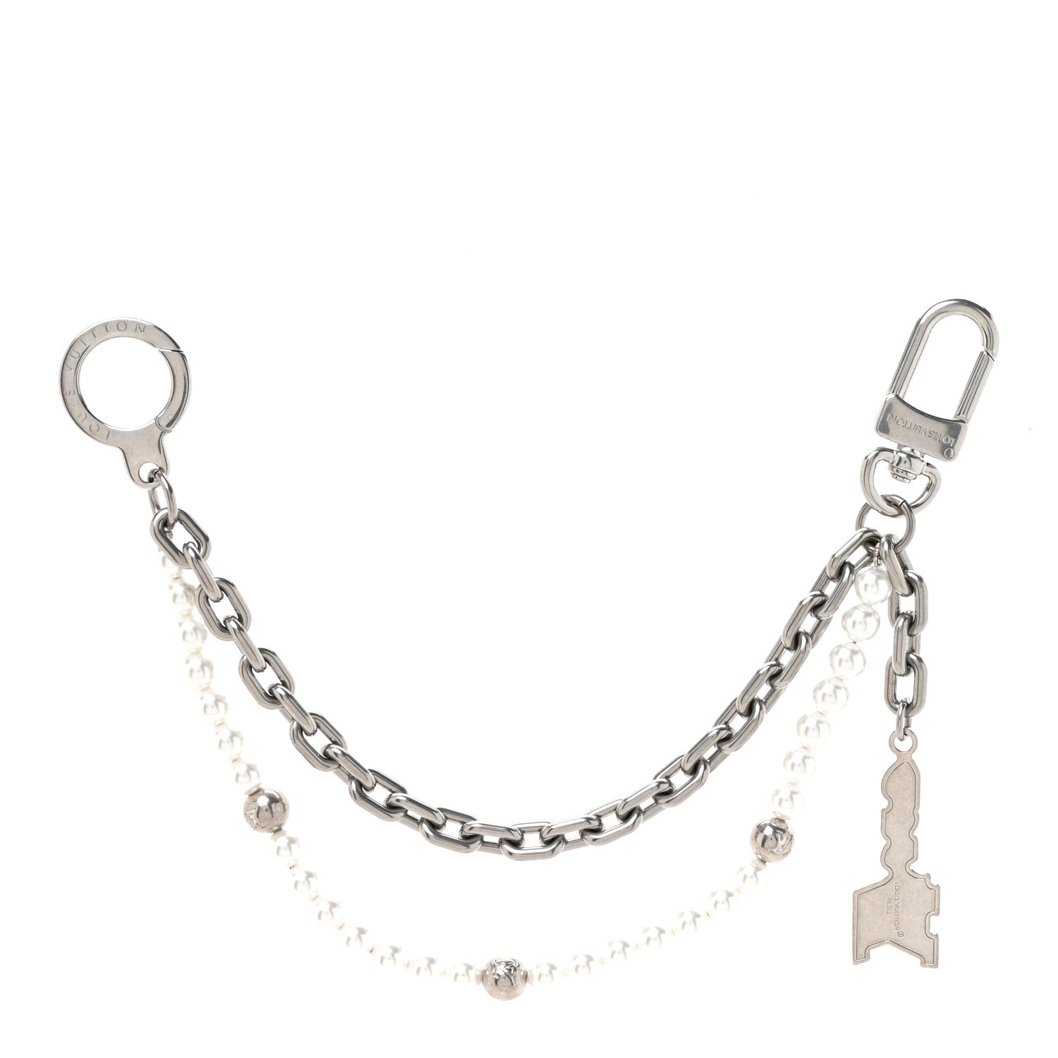 Louis Vuitton Metal Pearls Mini Chain Belt Bag Charm Silver 1 of 4