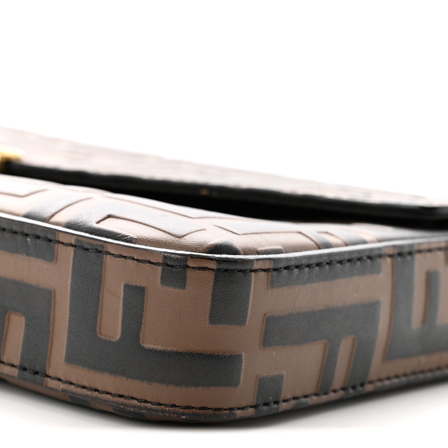 Vitello Soft F is Fendi Bi-Color FF 1974 Embossed Envelope Wallet On Chain with Pouches Maya Black