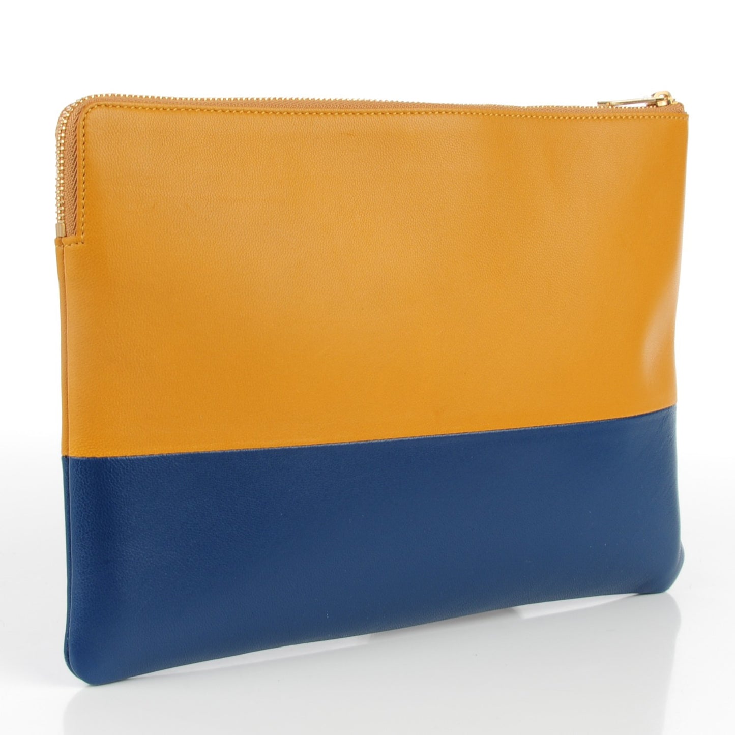Lambskin Bi-Color Solo Clutch Pouch Amber Ocean Blue