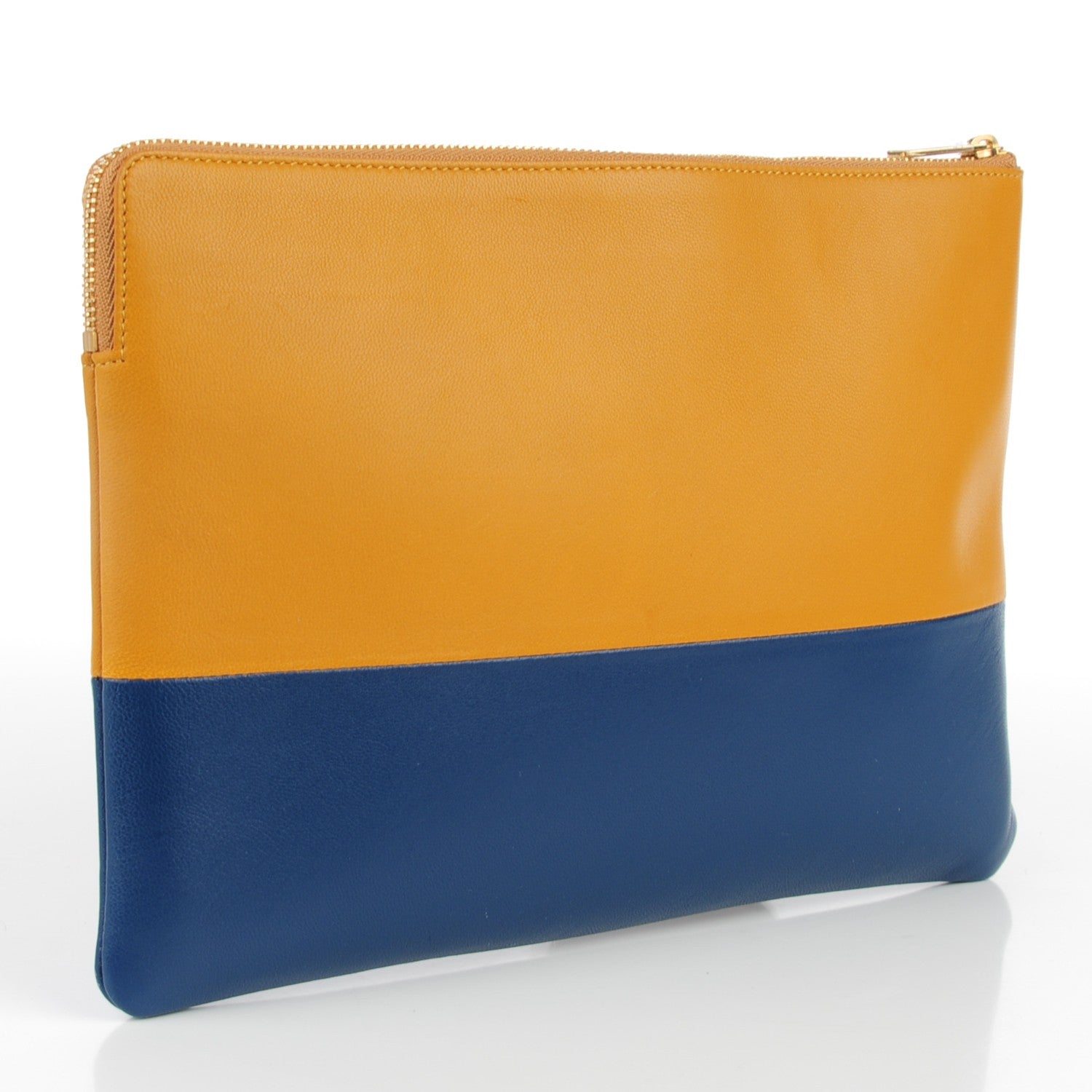 Celine Lambskin Bi-Color Solo Clutch Pouch Amber Ocean Blue 2 of 8