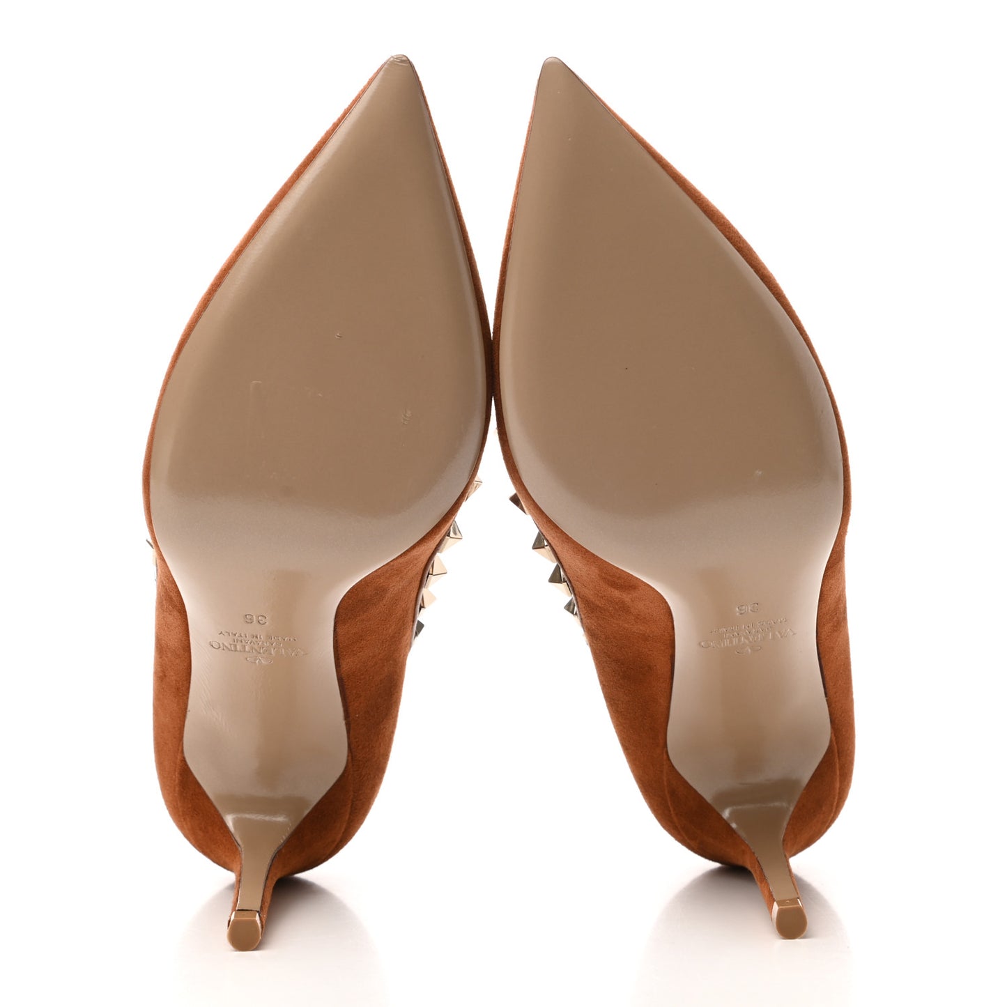 Suede Rockstud 85mm Pumps 36 Camel
