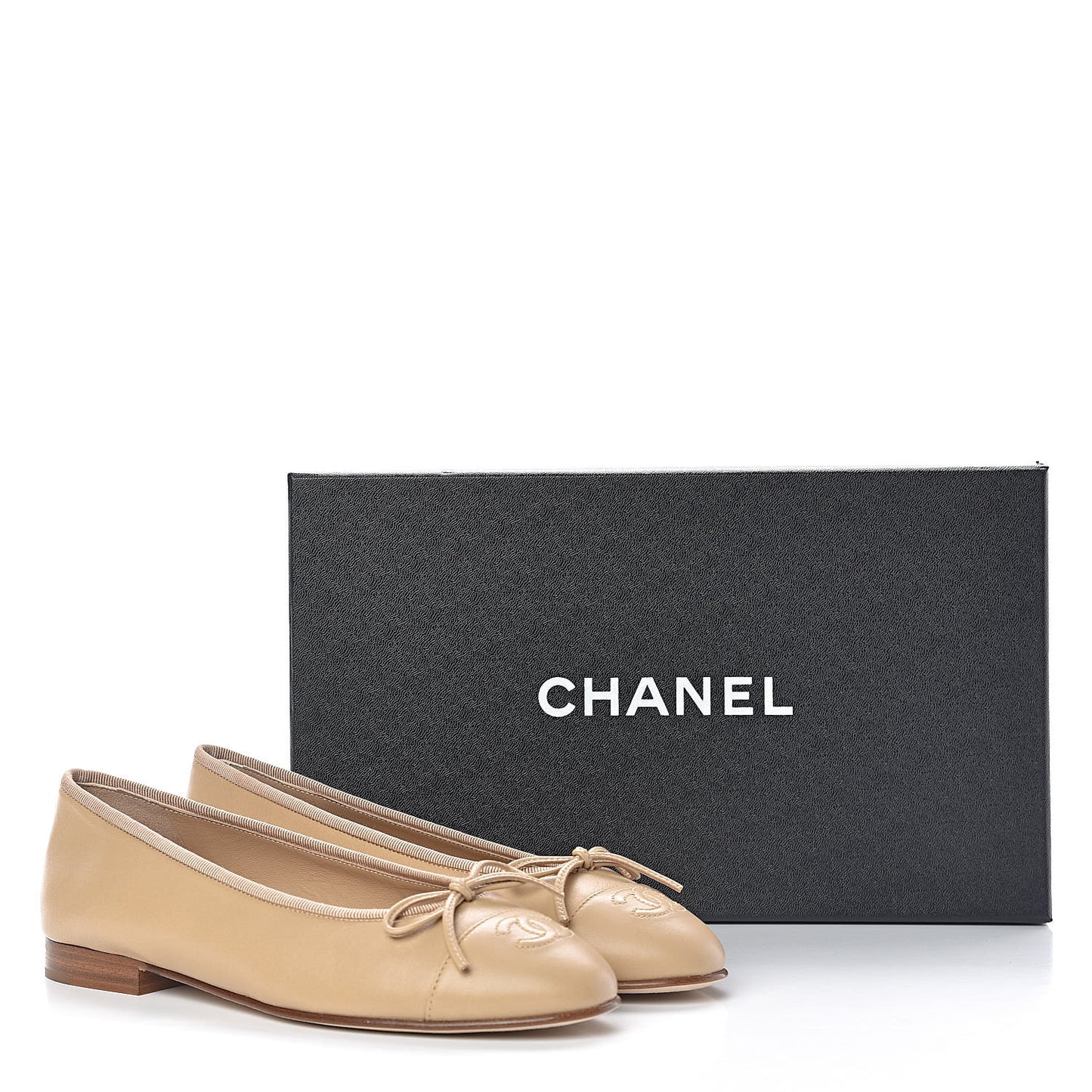 Lambskin Cap Toe CC Ballerina Flats 36.5 Beige