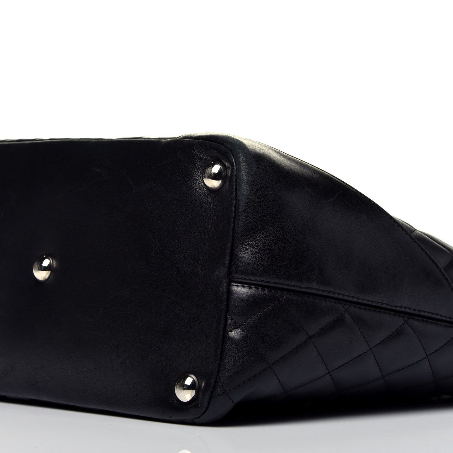 Calfskin Quilted Large Cambon Tote Black