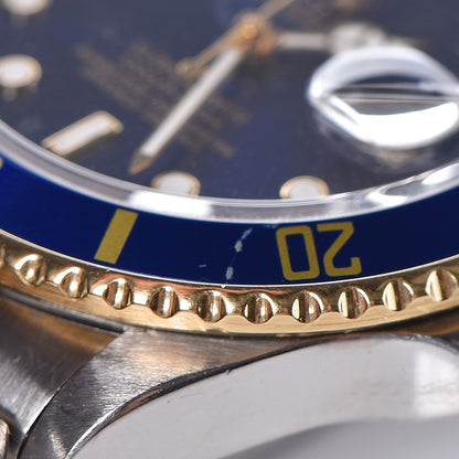 Rolex 18K Yellow Gold Stainless Steel 40mm Oyster Perpetual Date Submariner Watch Blue 9 of 10