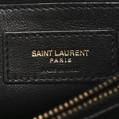 Saint Laurent Suede Calfskin Y Quilted Monogram Small Loulou Chain Satchel Black 6 of 13
