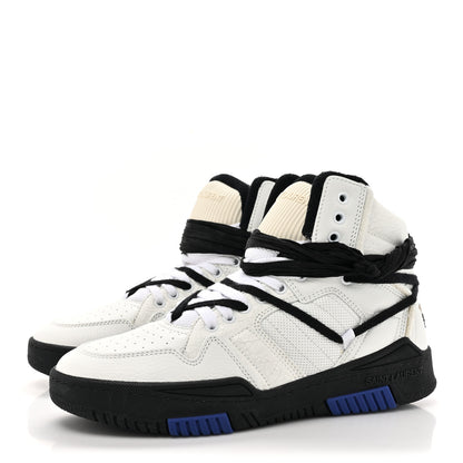 Saint Laurent Calfskin Smith High Top Sneakers 9 White Black 3 of 10