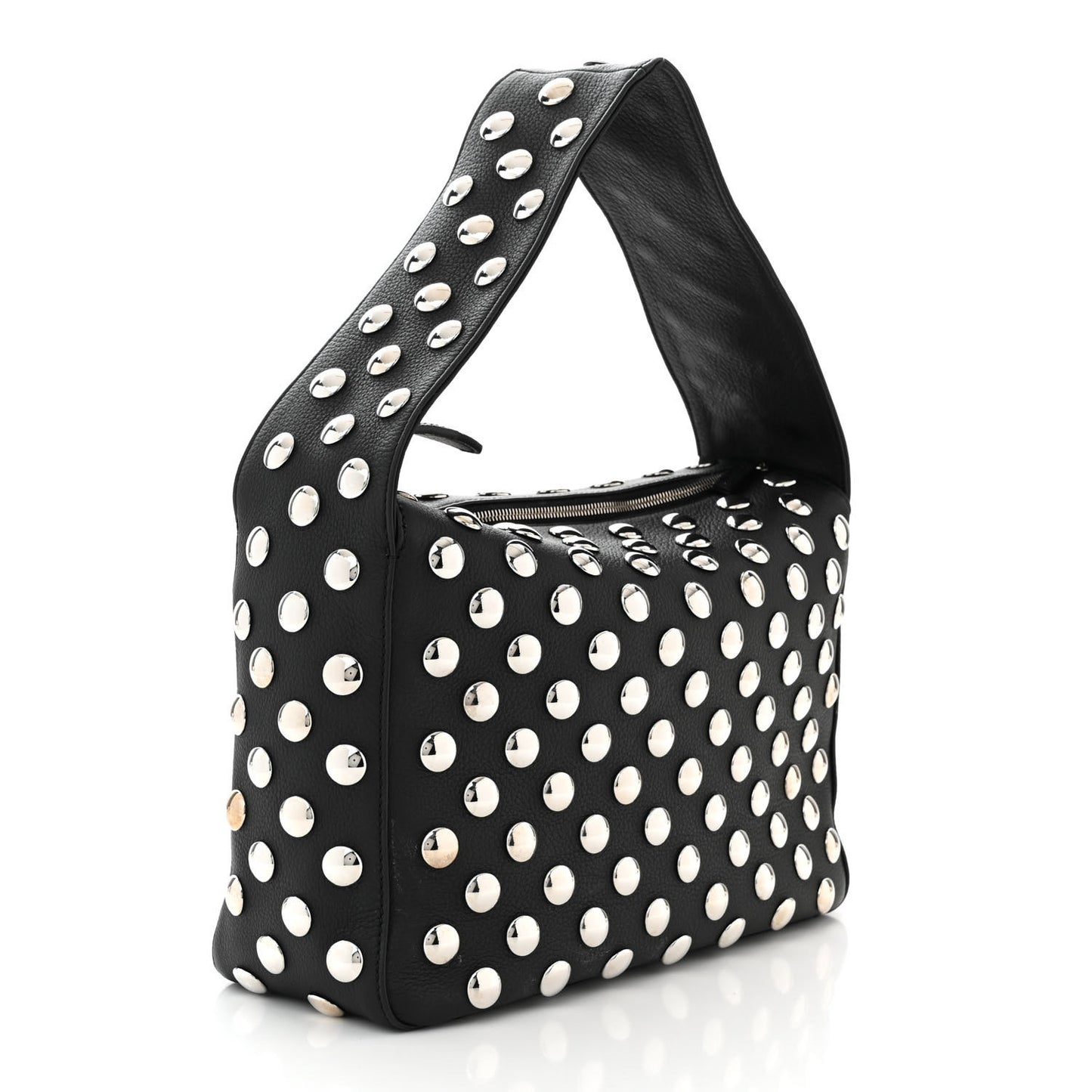 Pebbled Sport Calfskin Studded Elena Black