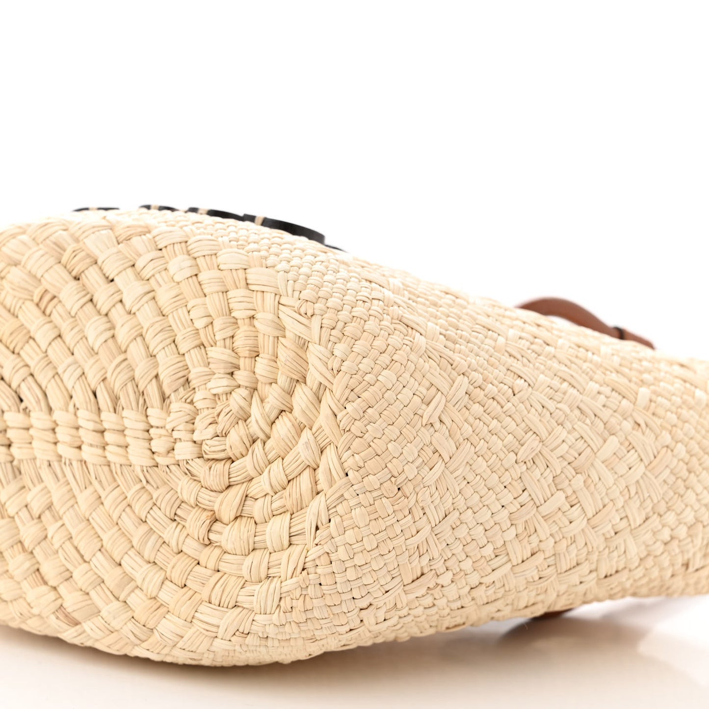 Calfskin Raffia Paulas Ibiza Mini Anagram Basket Tote Bag Natural Tan
