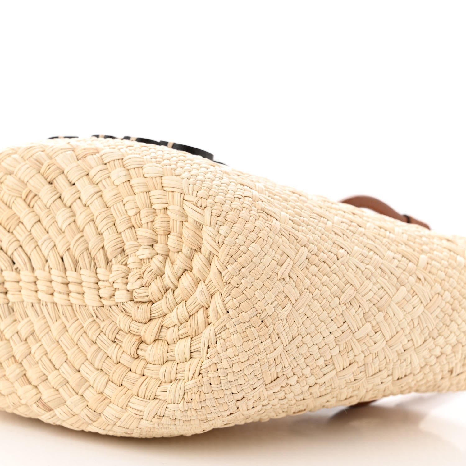 Loewe Calfskin Raffia Paulas Ibiza Mini Anagram Basket Tote Bag Natural Tan 10 of 10