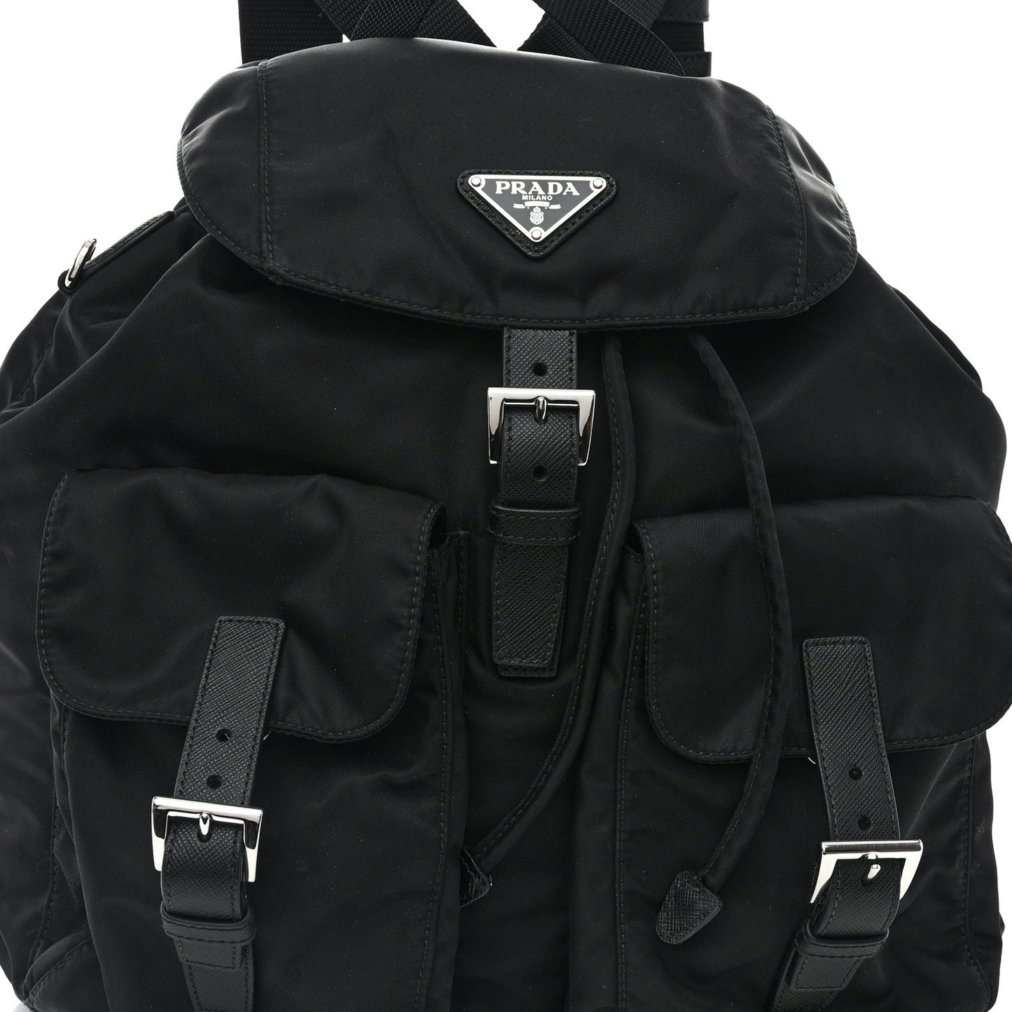 Re-Nylon Vela Saffiano Medium Backpack Black