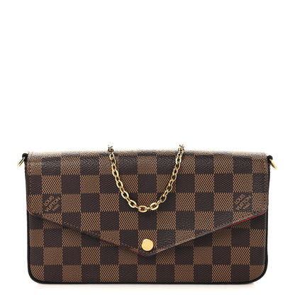 Louis Vuitton Damier Ebene Pochette Felicie Chain Wallet 1 of 10