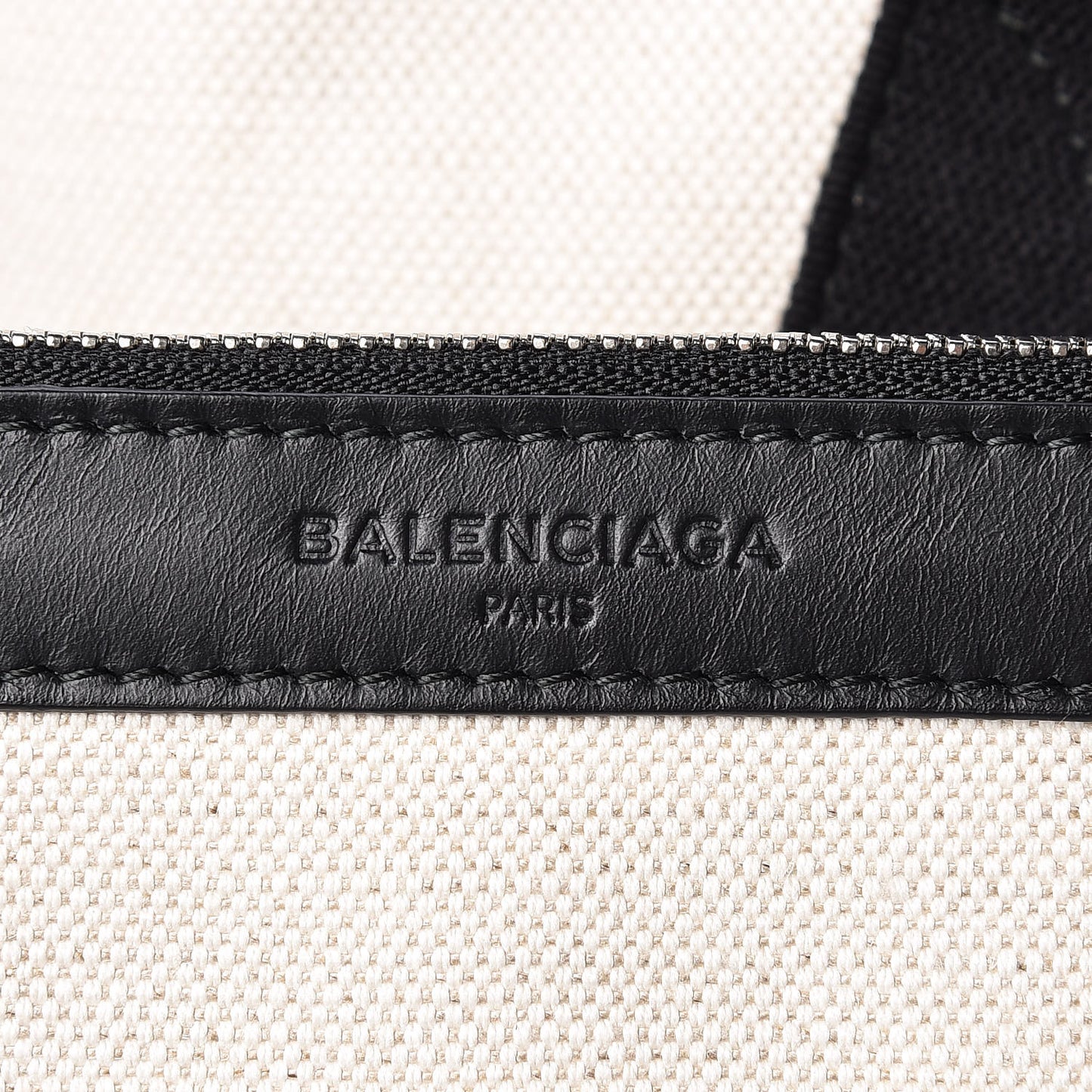 Cotton Canvas Calfskin M Navy Cabas Natural Black