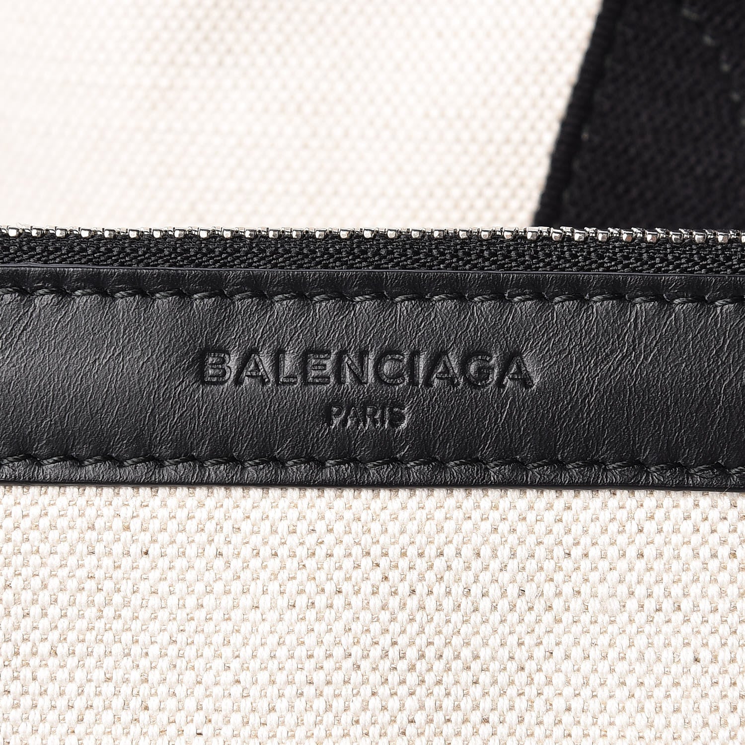 Balenciaga Cotton Canvas Calfskin M Navy Cabas Natural Black 10 of 14