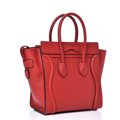 Celine Drummed Calfskin Micro Luggage Red 2 of 11