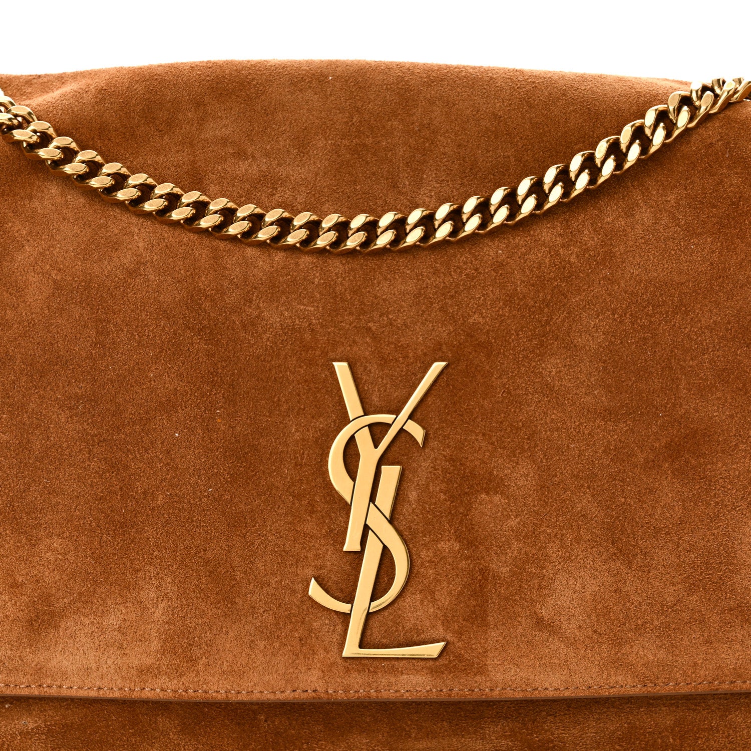 Saint Laurent Smooth Calfskin Suede Medium Reversible Monogram Kate Satchel Light Ochre 9 of 14
