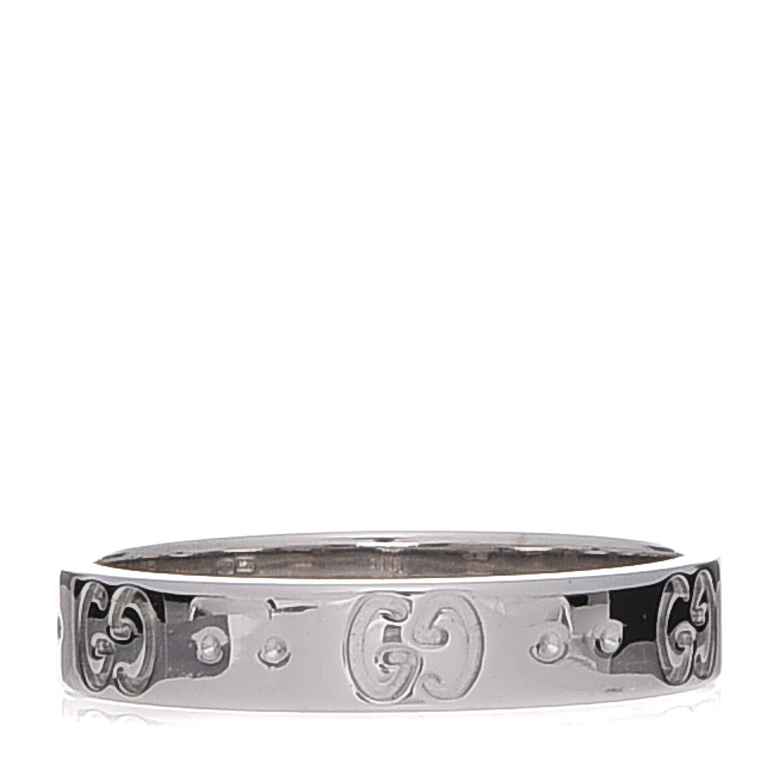 Gucci 18K White Gold 4mm Icon Thin Band Ring 56 7.5 1 of 6