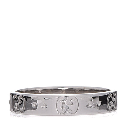Gucci 18K White Gold 4mm Icon Thin Band Ring 56 7.5 1 of 6
