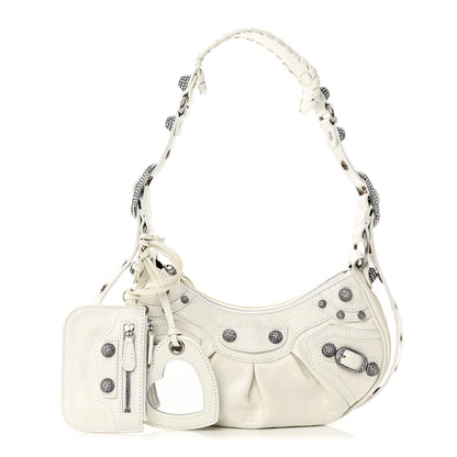 Balenciaga Agneau Arena Crystal Le Cagole Shoulder Bag XS Optic White 1 of 14