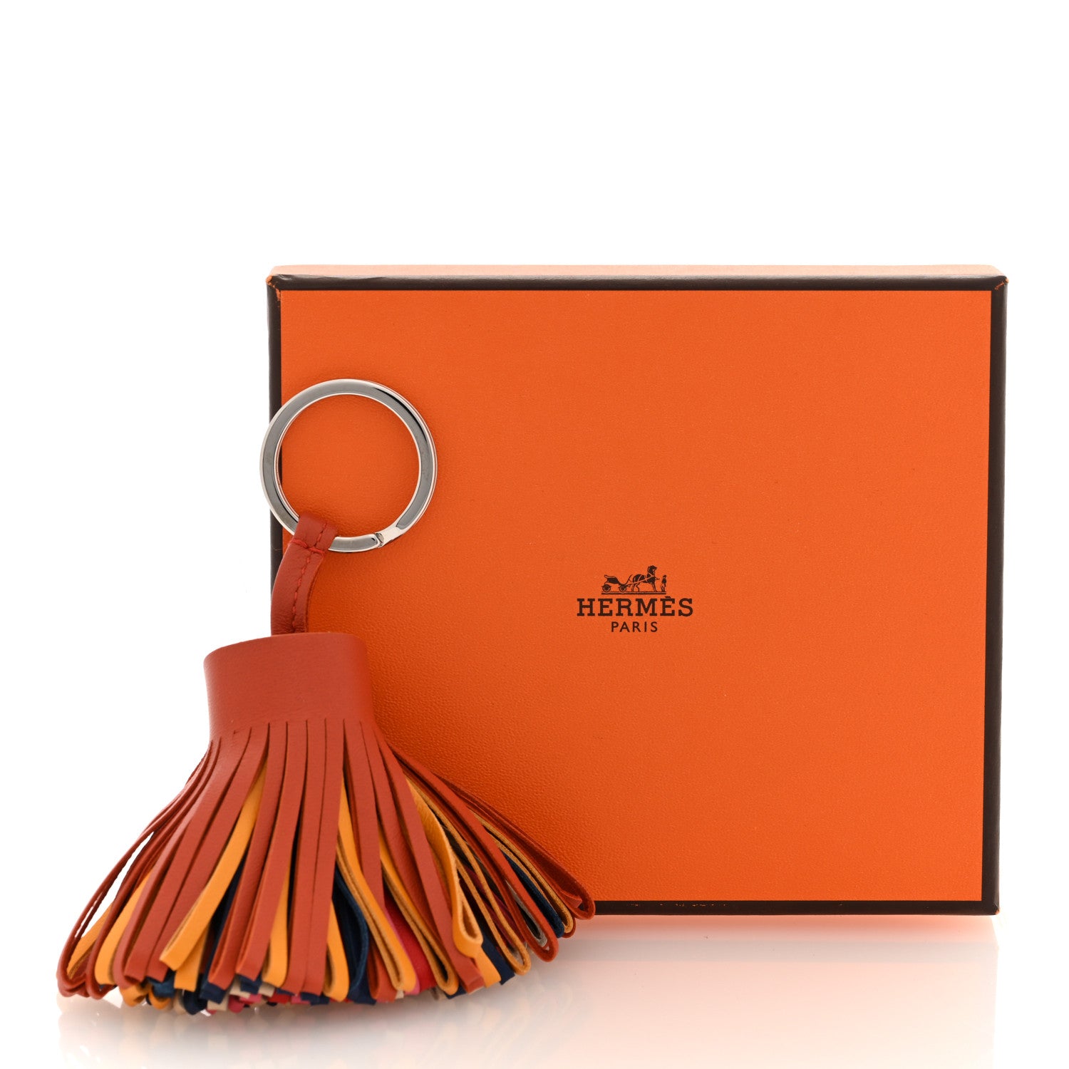 Hermes Lambskin Carmen Tassel Key Holder Cornaline Jaune D'Or Bleu Orange Pale Rose Rouge 4 of 4