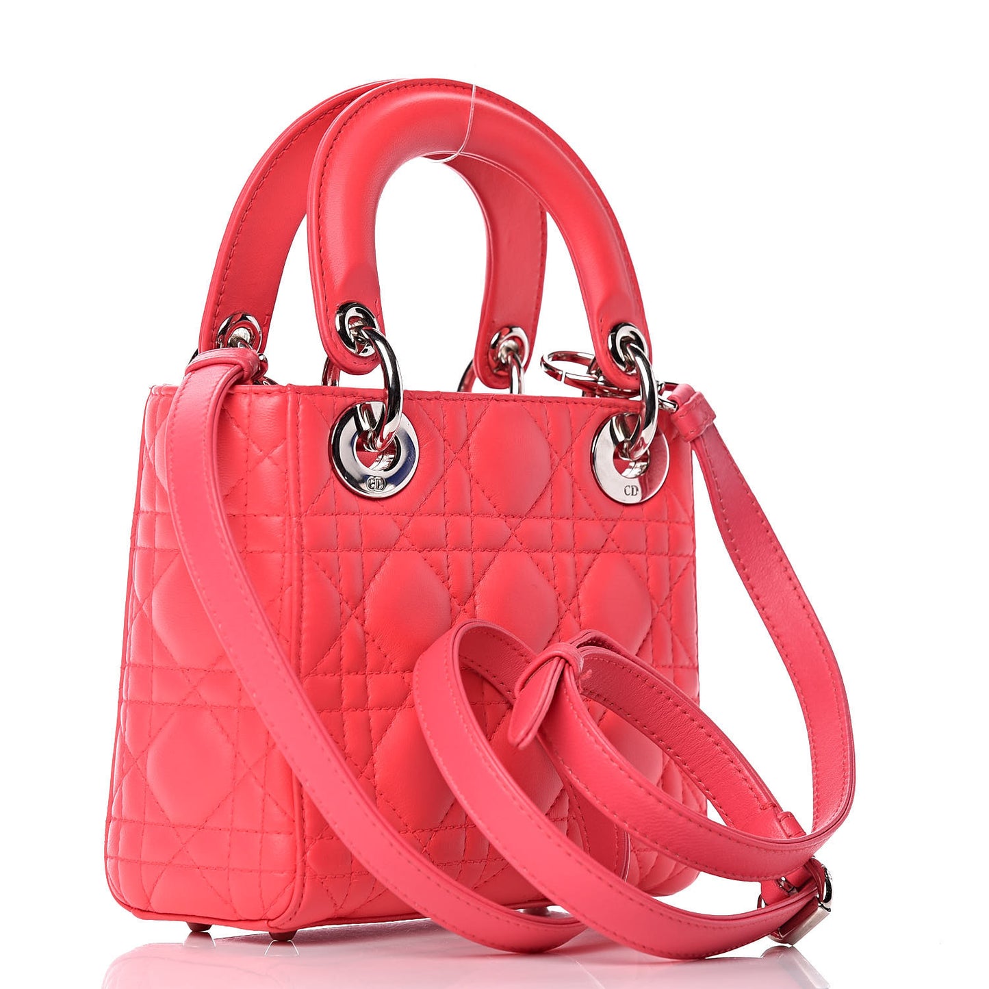 Lambskin Cannage Mini Lady Dior Fuchsia