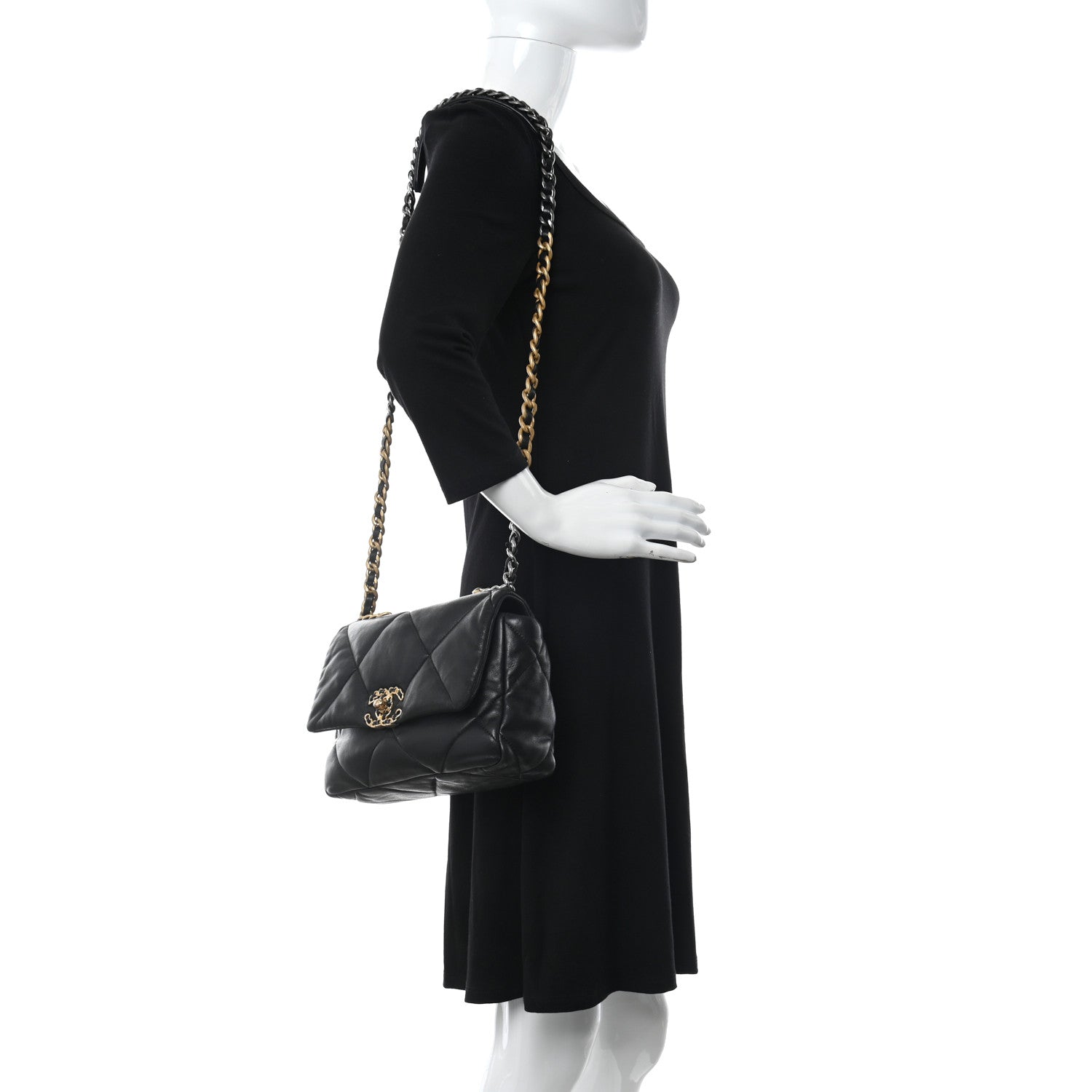 Chanel Lambskin Quilted Medium Chanel 19 Flap Black 2 of 11