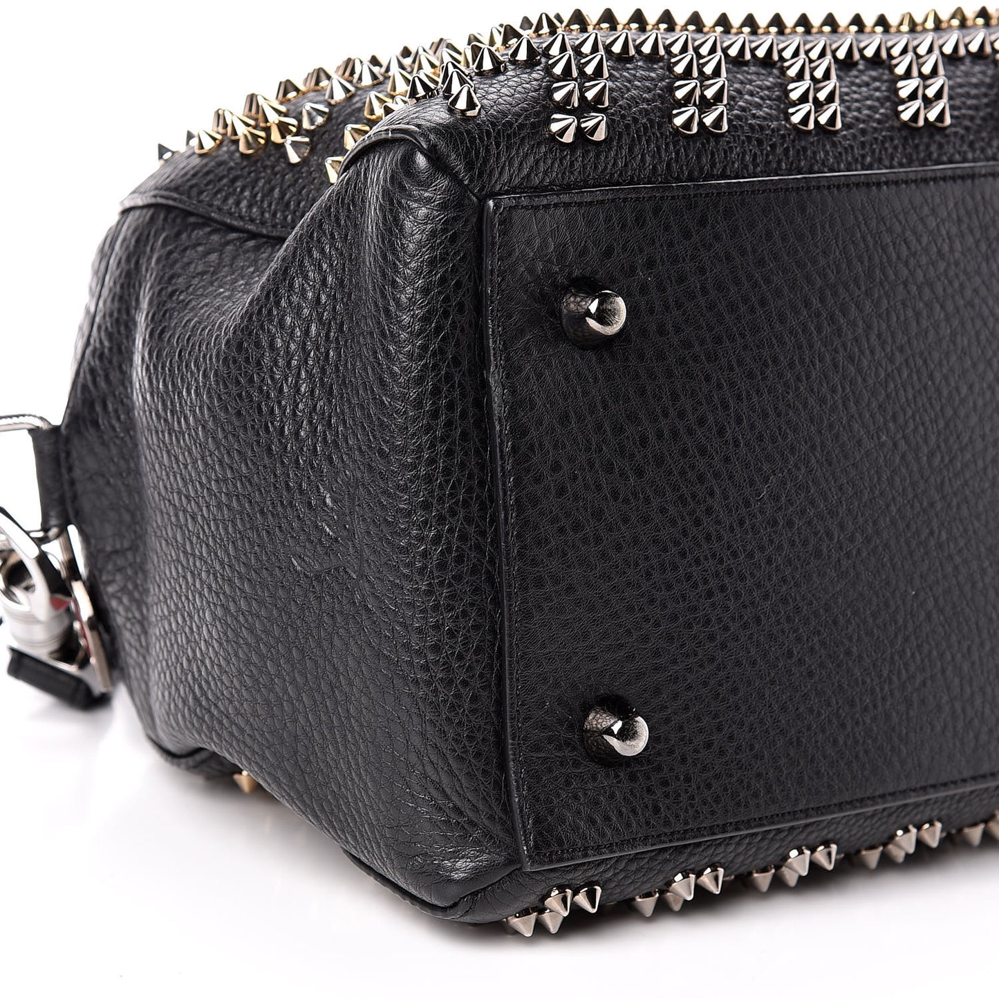 Calfskin Mix Chevron Spikes Small Panettone Bowling Bag Black