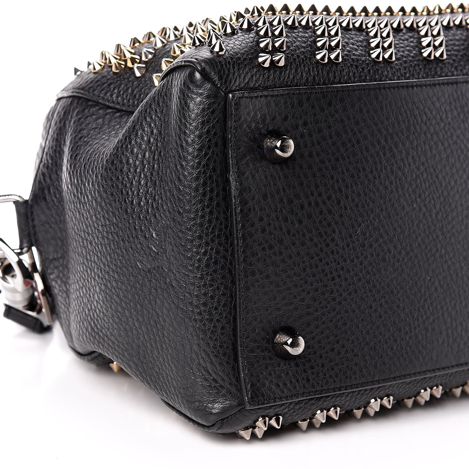 Christian Louboutin Calfskin Mix Chevron Spikes Small Panettone Bowling Bag Black 5 of 13