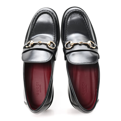 Gucci Cordovan Lux Horsebit Womens Lug Sole Loafers 39.5 Black 2 of 10
