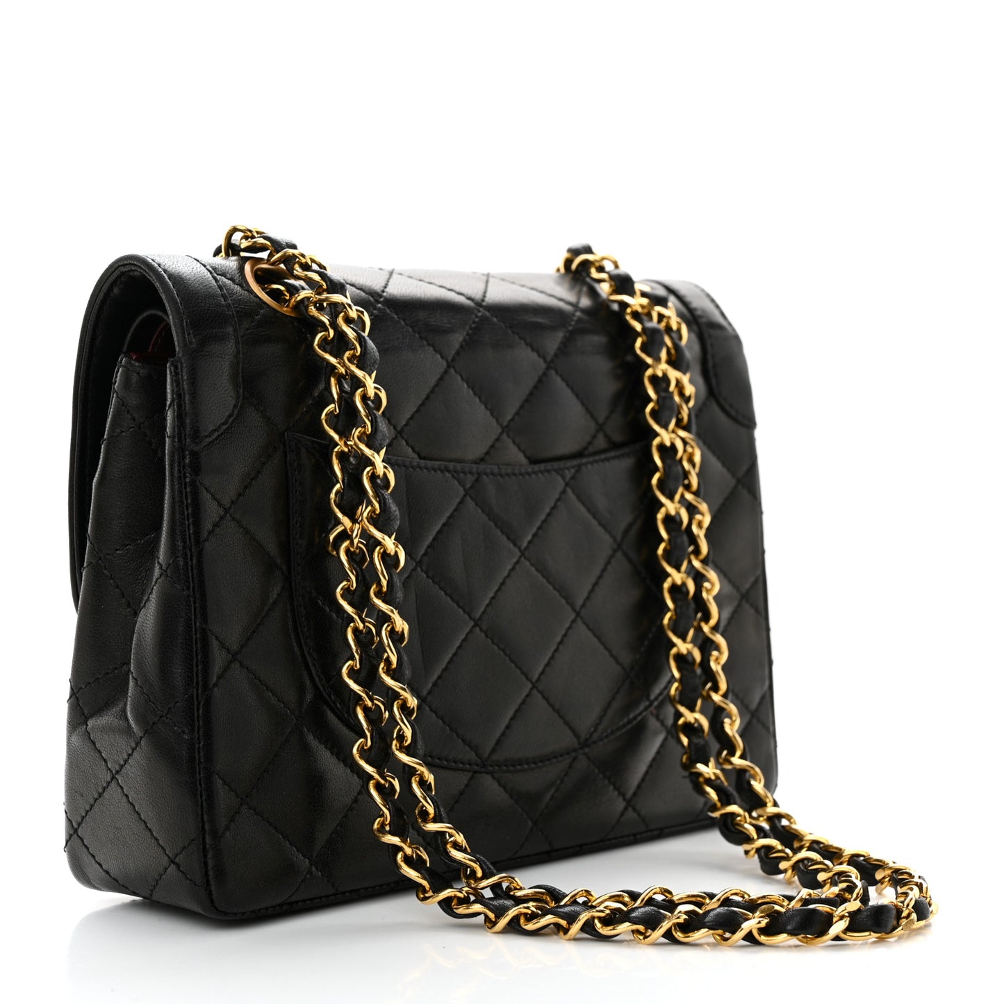 Lambskin Quilted Small Double Flap Bag Black