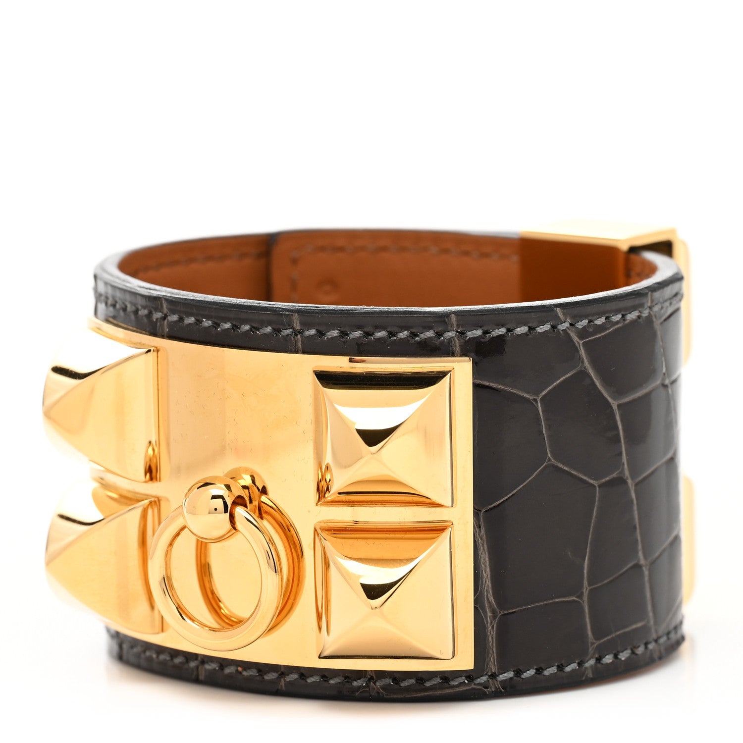 Hermes Shiny Alligator Collier De Chien CDC Bracelet S Macassar 1 of 6