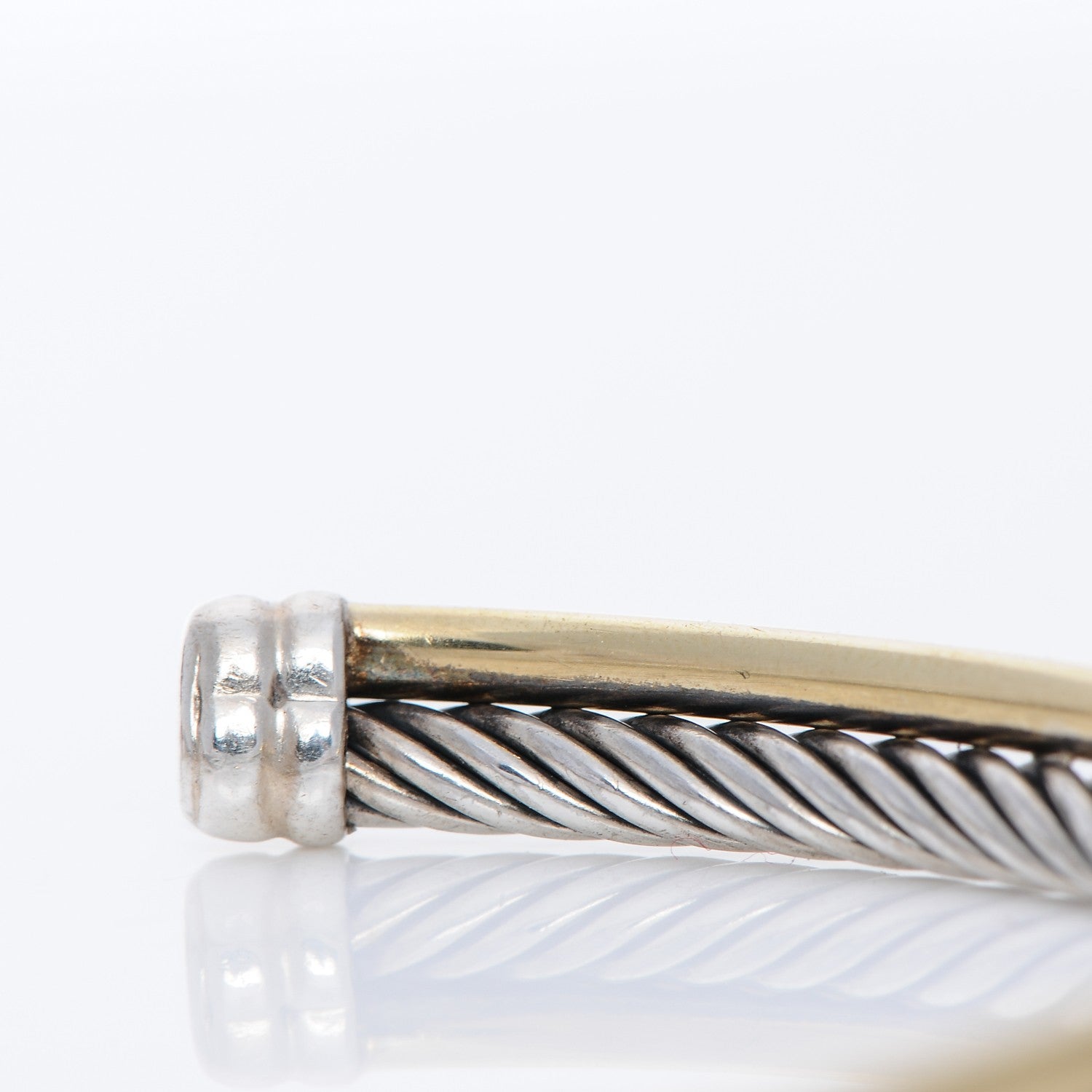 David Yurman Sterling Silver 18K Yellow Plated Gold 5mm Crossover Cuff 5 of 7